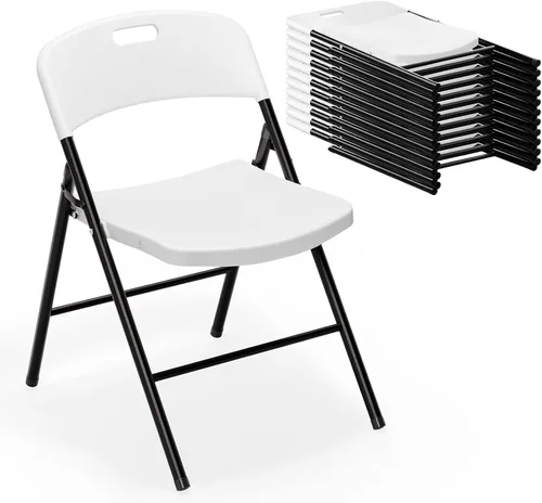 Vista 16 de VINGLI Sillas plegables, silla plegable de plástico, capacidad de hasta 350 libras, asientos portátiles para interiores y exteriores, eventos, Negro