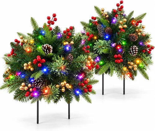 Vista 9 de Árbol de Navidad artificial con luces de 6 pies, abeto preiluminado Verde