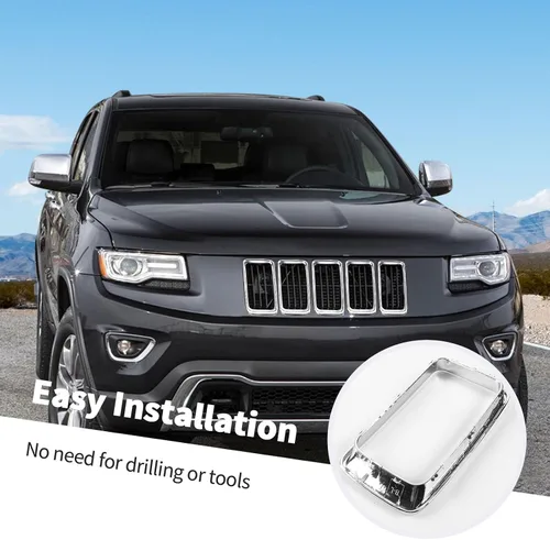 Vista 5 de Jimen Compatible con Jeep Grand Cherokee 2014-2016, 7 piezas de insertos para parrilla delantera, kit de moldura de anillo de rejilla (cromado)