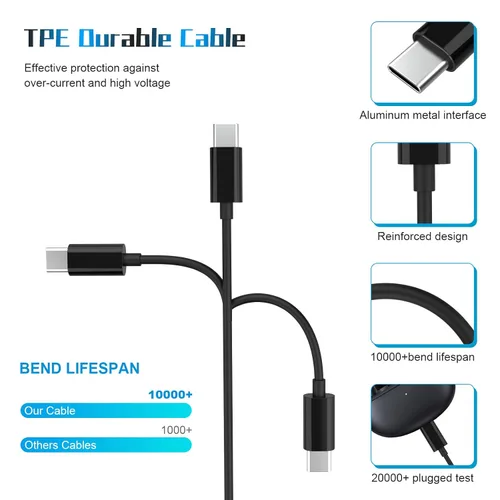 Vista 4 de Cable de carga USB C a USB C 3 en 1, cable USB C compatible con DJI Mini 3 Pro, Mavic 3, Air 2S, Avata Drone DJI FPV, controlador remoto
