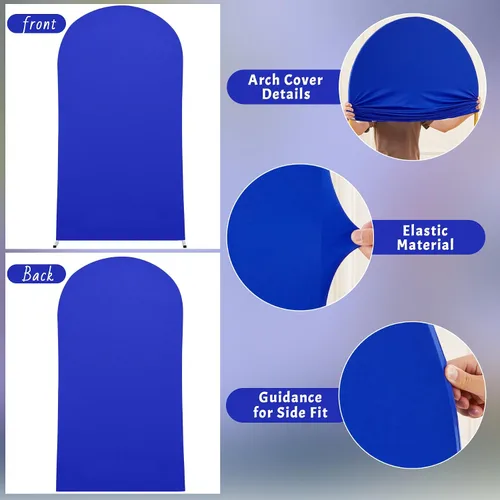 Vista 90 de Baby Blue Arch Backdrop Cover, 6FT Spandex Fitted Wedding Arch Stand Covers Round Top Chiara Backdrop Cover for Birthday Party Ceremony Banquet Azul
