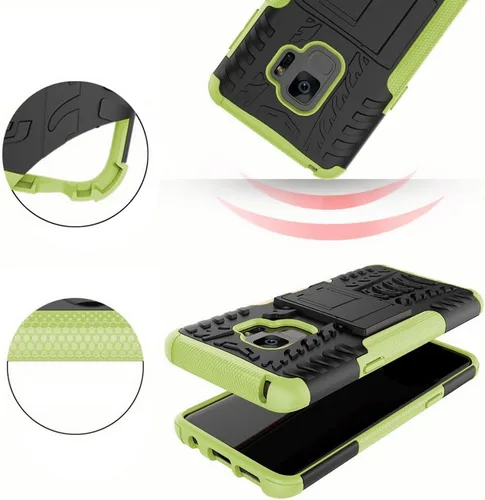 Vista 6 de Asuwish Funda de teléfono para Samsung Galaxy S9 con protector de pantalla de vidrio templado y soporte delgado, híbrida, resistente, funda