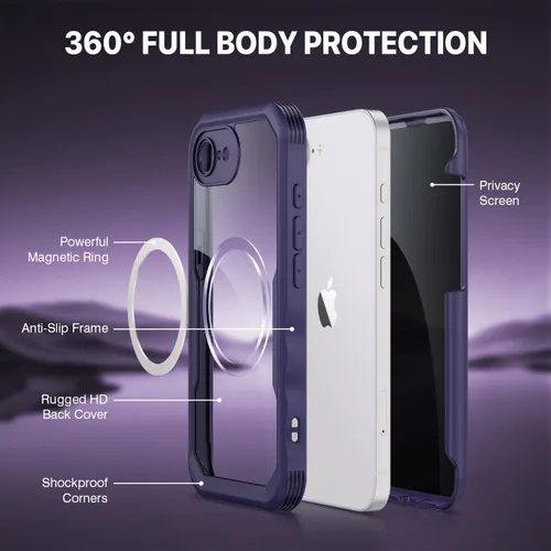 Vista 270 de CENHUFO Funda de privacidad para iPhone 11 Pro, funda de cuerpo completo con protector de pantalla de privacidad de vidrio templado 9H integrado