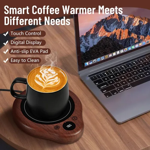 Vista 4 de Calentador de Tazas, Calentador de Tazas de Café con 3 Ajustes de Temperatura, Calentador de Café con Ajustes de Tiempo de 2-12H, Calentador