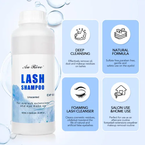 Vista 2 de Limpiador de extensiones de pestañas, champú para extensiones de pestañas, champú para extensiones de pestañas, limpiador de párpados para removedor