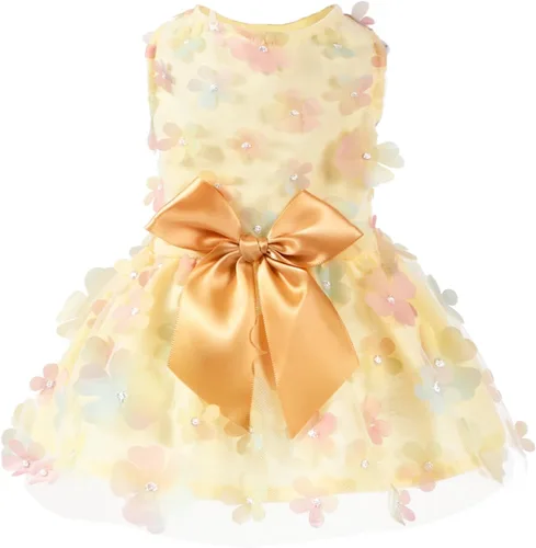 Vista 9 de Laifug Vestido para Perro Cachorro con Estampado Princesa Vestido para Perro Lindo para Fiestas (Rosa, XS)