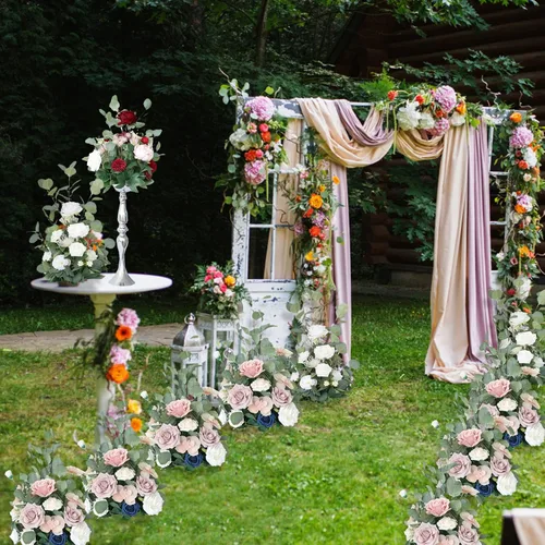Vista 4 de Flor artificial independiente para pasillo de boda, entrada, arreglo floral, pasillo de boda, bola de flores, plomo, flor de plomo, decoración