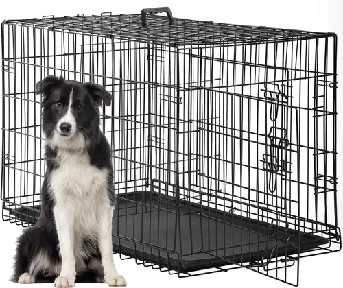 Vista 12 de [Usado] FDW Jaula para perros pequeños de 24 pulgadas plegable de metal con alambre para mascotas, doble puerta con panel divisor para interiores