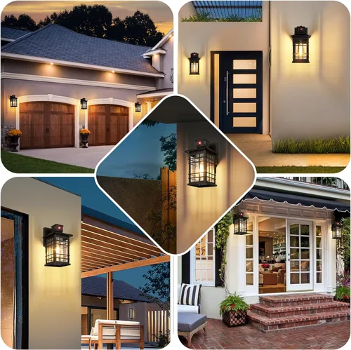 Vista 7 de Lámpara exterior con sensor de movimiento para montaje en pared, de bronce aceitado del anochecer al amanecer, impermeable, con base E26, linterna