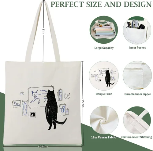 Vista 7 de Andeiltech Bolsa de lona para mujer, bolsa de viaje estética, bolsa de hombro reutilizable, regalo de cumpleaños para mamá