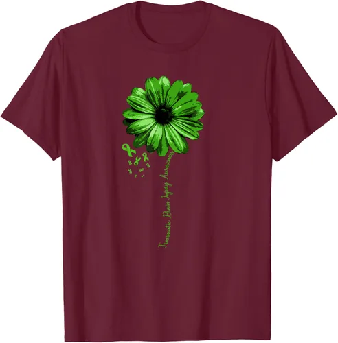 Vista 13 de Camiseta de conciencia de lesiones cerebrales traumáticas con cinta verde guerrero, Negro, S