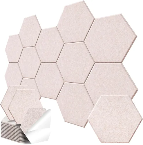 Vista 12 de Paquete de 12 paneles acústicos hexagonales, paneles autoadhesivos para amortiguar el sonido, paneles de espuma a prueba de sonido para paredes Negro