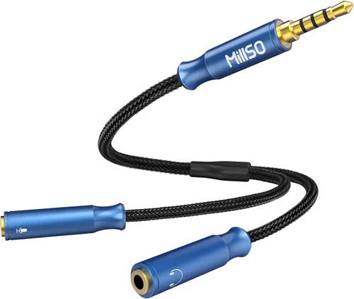 Vista 8 de MillSO - Adaptador divisor de auriculares de 0.138 in, divisor de micrófono estéreo CTIA