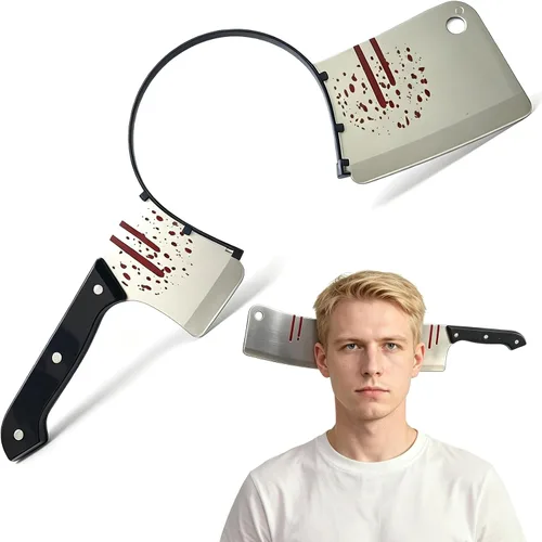 Vista 8 de Cooplay Spoofing - Disfraces de terror, accesorios para el cabello, accesorios para el cabello, bandas para el cabello, broma de hacha decapitada