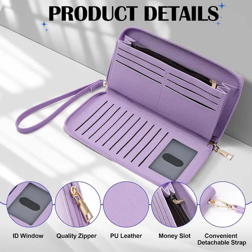 Vista 114 de Chelmon - Monedero para mujer de cuero genuino con bloqueo de señal RFID, para tarjetas de crédito
