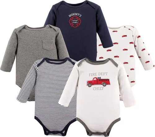 Vista 74 de Hudson Baby baby-boys Cotton Long-sleeve Bodysuits 5-pack