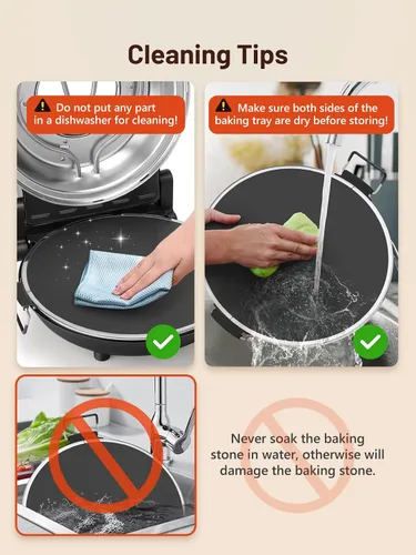 Vista 5 de KEENSTAR Horno eléctrico para pizza interior con piedra de cerámica esmaltada, máquina de pizza portátil de 12 pulgadas con temporizador ajustable