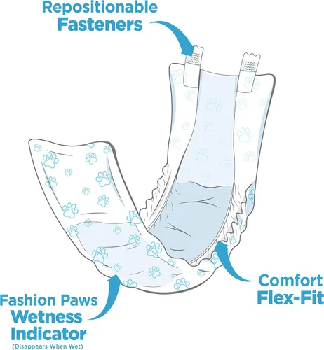 Vista 4 de Four Paws Wee-Wee - Envolturas desechables para perros machos, XS/S X-Small/Small Masculino Envolturas