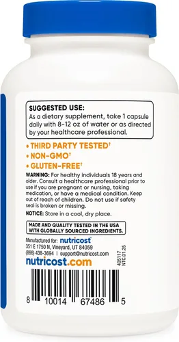 Vista 4 de Nutricost Suplemento de selenio 100mcg, 240 cápsulas, vegetariano, sin gluten y sin OMG