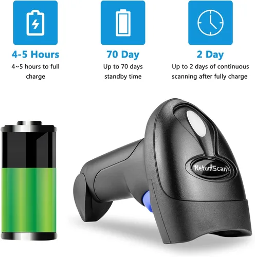 Vista 2 de NetumScan Escáner de código de barras Bluetooth 1D, 3 en 1, escáner inalámbrico automático de código de barras USB CCD lector de código de barras