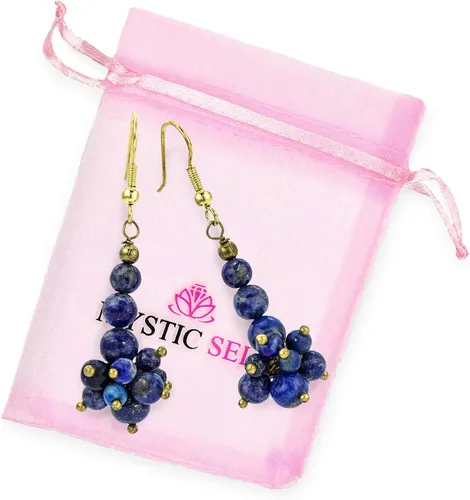 Vista 8 de Mystic Self Lapislázuli - Pendientes colgantes hechos a mano con piedras preciosas azules