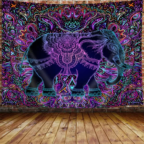 Vista 8 de Ptrxobj Tapiz estético de gato negro, divertido diseño de gato estrellado noche estrellada, tapiz para colgar en la pared para dormitorio, sol