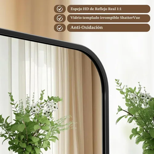 Vista 3 de BEAUTYPEAK Espejo de baño rectangular montado en la pared de 16" x 24", negro