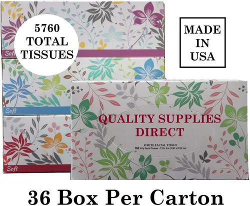 Vista 2 de Tejido facial de 2 capas, 5760 tejidos, 160 pañuelos por caja, 36 cajas por caja (tejido facial)