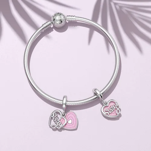 Vista 2 de SEVENWELL Dijes familiares para Pandora, plata de ley 925 con forma de corazón y flores para pulsera, mamá, hermana, hija, esposa, nana, mejor amiga