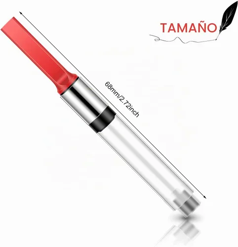 Vista 3 de Marspark Convertidor de tinta universal para pluma estilográfica, 6 piezas, convertidor internacional de cartuchos de tinta (rojo)