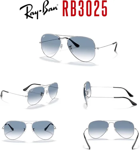 Vista 23 de Ray-Ban RB3025 - Lentes de sol de aviador de metal para hombre y mujer + paquete con kit de cuidado de gafas iWear de diseñador
