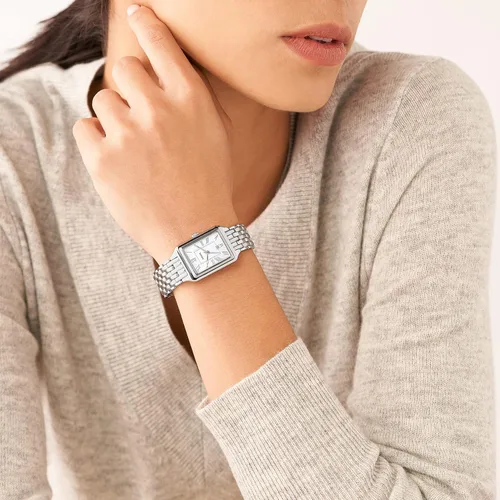 Vista 4 de Fossil Womens Raquel Quartz Rectangular Watch with Stainless Steel or Leather Strap