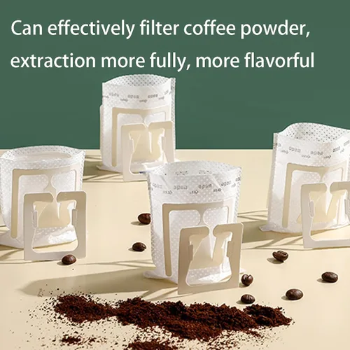 Vista 5 de SZLYTYUN 50 unidades de papel de filtro de café portátil para colgar en las orejas, café de goteo individual, bolsas de filtro de café de goteo