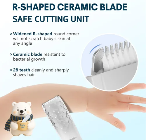 Vista 3 de DAILYLIFE Cortapelos para bebés, cortapelos silenciosos para niños con autismo, kit de corte sensorial de pelo de bebé, recortador de pelo