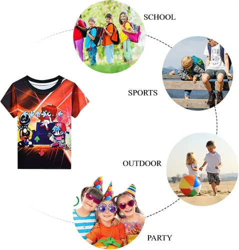 Vista 7 de FNF Camisas Unisex Kawaii Tops 5-10Y