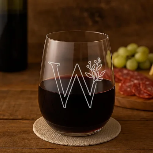 Vista 22 de On The Rox Drinks Regalos con monograma para mujeres y hombres – Letra A-Z inicial grabada monograma sin tallo, copa de vino – Regalos de vino
