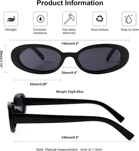 Vista 7 de Gafas de sol de los años 90 para mujeres y hombres, gafas de sol ovaladas
