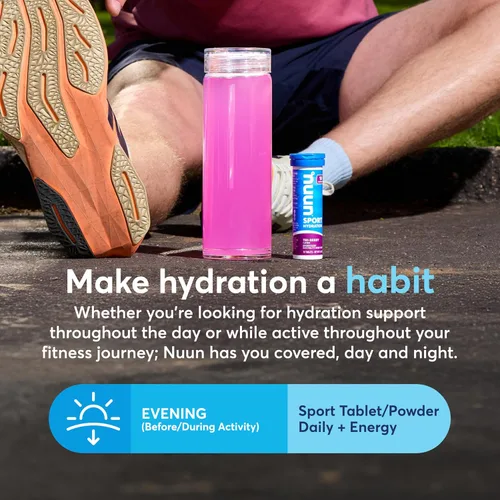Vista 4 de Nuun Energy - Tabletas de electrolitos sabor Berry Blast, paquete de 8 (80 porciones) con ginseng, cafeína del extracto de té verde, vitamina B12