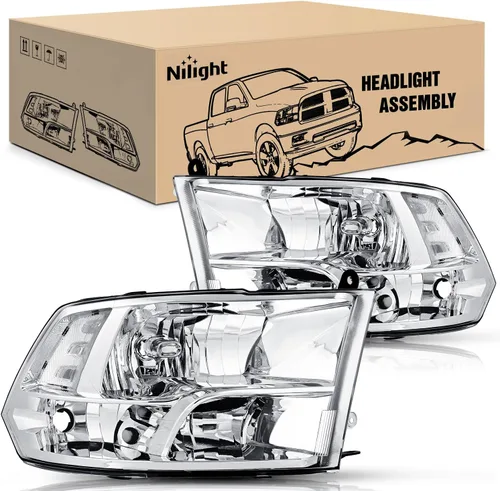 Vista 20 de Nilight Conjunto de faros delanteros 2009 2010 2011 2012 2013 2014 2015 2016 2017 2018 Ram 1500 2500 3500 Pickup Quad Conjunto de faros de repuesto