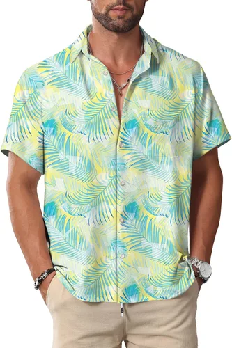 Vista 17 de KYKU Hawaiian Shirt for Men: Tropical Summer Beach Short Sleeve Button Down Shirt with Pocket