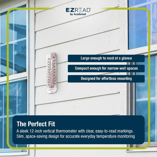 Vista 8 de Headwind EZ Read - Termómetro de metal de aluminio antiguo de 12 pulgadas, duradero, resistente a la intemperie, para interiores y exteriores