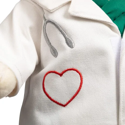 Vista 9 de HollyHOME Oso de Peluche Doctor Oso de Peluche en Batas y Bata Blanca Regalos para Médicos Estudiantes y Niños 16 Pulgadas, Crema