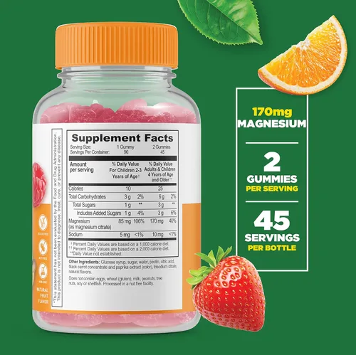 Vista 3 de Lifeable Paquete de gomitas de fibra prebiótica para niños + citrato de magnesio, gran sabor, suplemento vitamínico, sin gluten, sin OMG, gomita