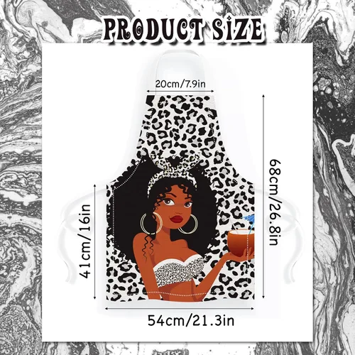 Vista 2 de 4 delantales impermeables para mujeres africanas, delantales ajustables para cocinero, reina, negro, para hornear, parrilla, jardinería, cocina