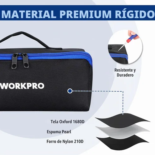 Vista 4 de WORKPRO Bolsa de herramientas con cremallera, bolsa de almacenamiento de herramientas utilitaria de boca ancha de servicio pesado de 10", funda