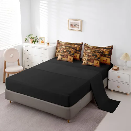 Vista 138 de Feelyou Juego de edredón de ciervo con sábanas – Tamaño Queen 7 piezas Juego de ropa de cama infantil de caza rústica – Cama de ciervo de cabaña