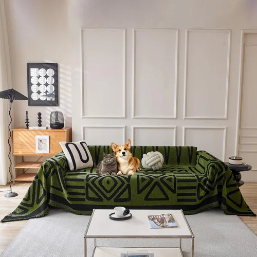 Vista 52 de VClife Funda para silla con acento azteca bohemio de 59 x 71 pulgadas, funda reversible y lavable de felpilla para sillón, color marrón castaño