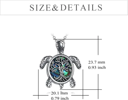 Vista 4 de YFN Collar de urna para cenizas con abulón de plata de ley tortuga marina búho perro flor de oto mariposa regalo de joyería para mujeres y niñas 182