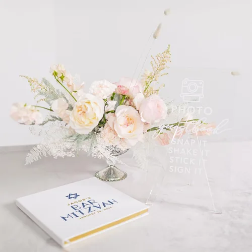 Vista 2 de Andaz Press Libro de invitados personalizado de Bar/Bat Mitzvah con detalles dorados, 120 páginas Art Deco personalizadas, álbum de fotos de tapa
