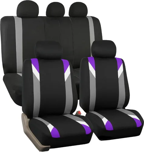Vista 14 de FH Group Juego delantero de fundas de asientos de automóvil de tela para asientos de respaldo bajo con reposacabezas extraíble, ajuste universal